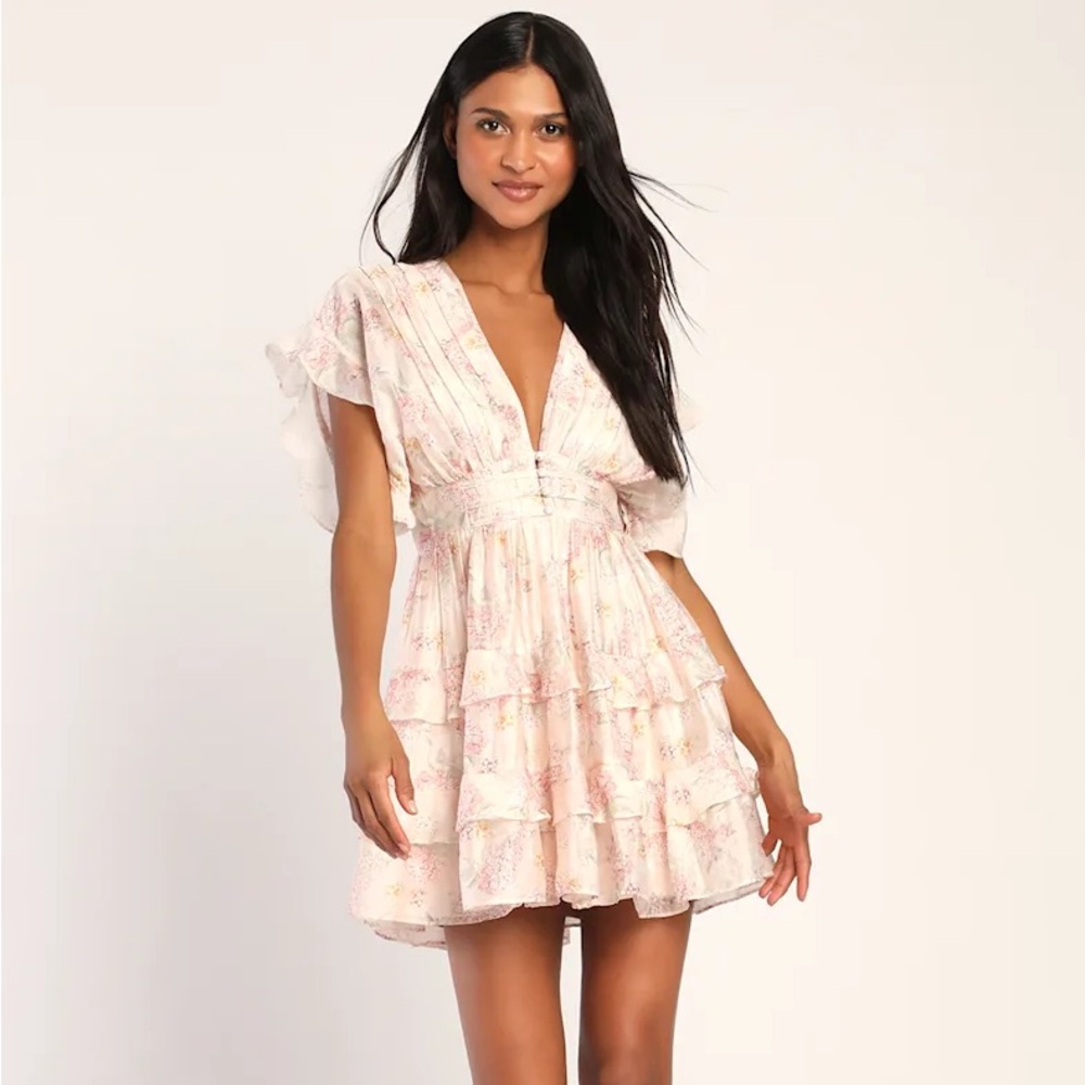 Floral Ruffle Sleeve Dress - Picture 3 of 5